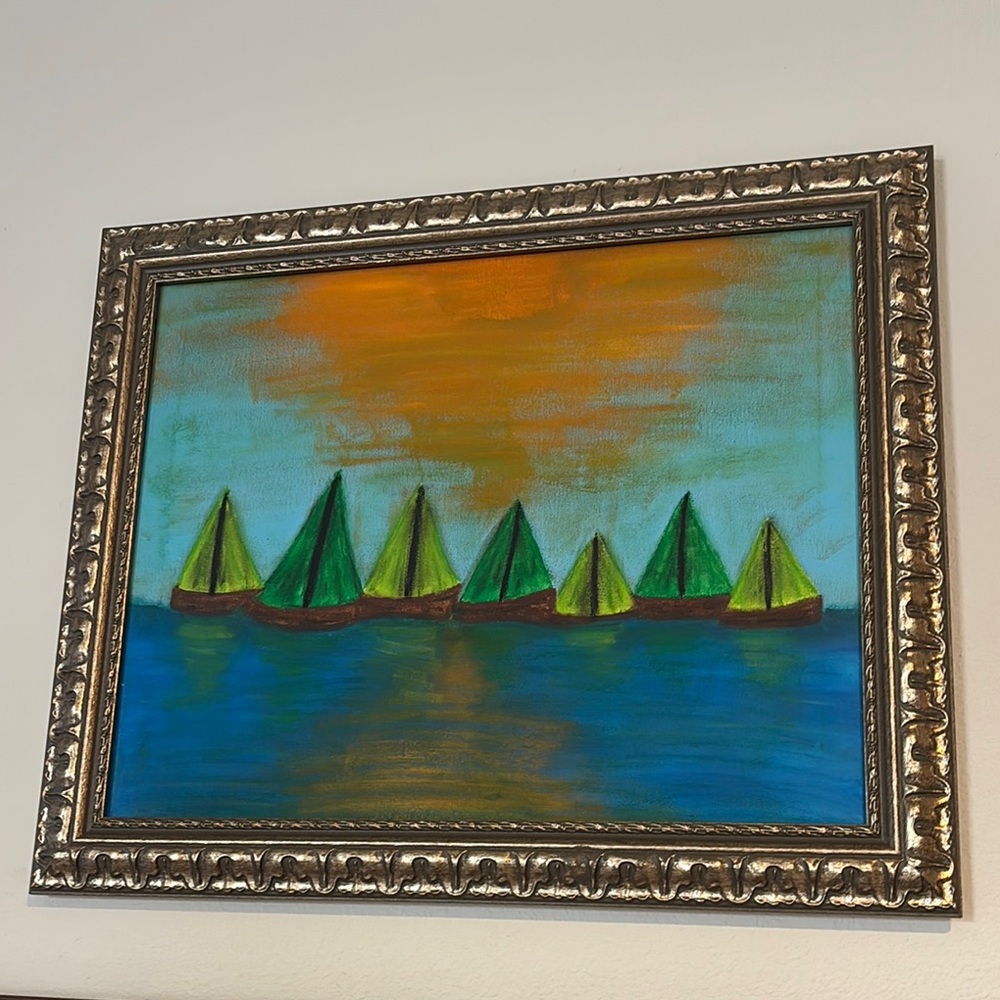 Framed Original Nautical Painting by local Oregon Artist